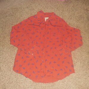 Cotton & Rye Cactus Pearl Snap Western Shirt M